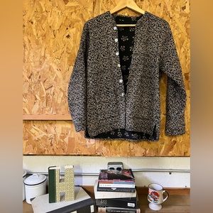 Quilted jacket - reversible - handmade - black and tan